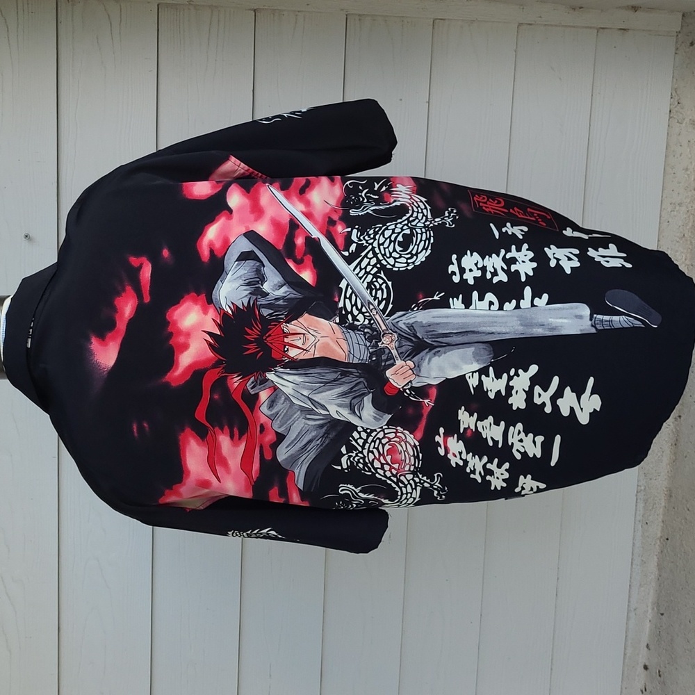 VEEZO Sanosuke Anime All Over‎ Print Mens XL Short Sleeve Shirt Y2K 2000s RARE